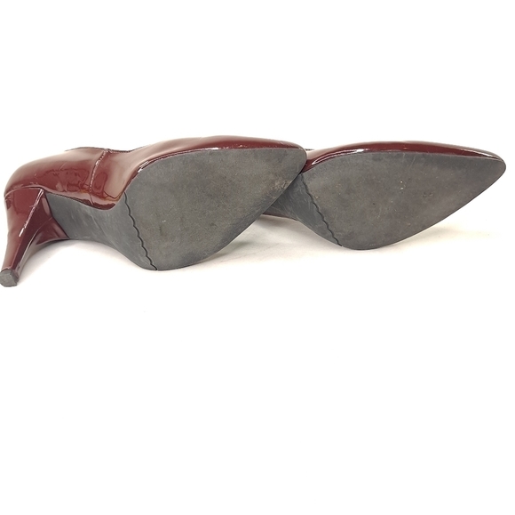 Moda Spana Patent Leather Heels Maroon Pointed Toe - Picture 6 of 10
